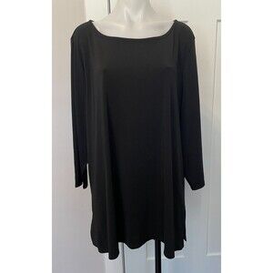 TALBOTS Womens Knit TOP 3/4 Sleeve BLACK Keyhole Neck Size 3X NWOT